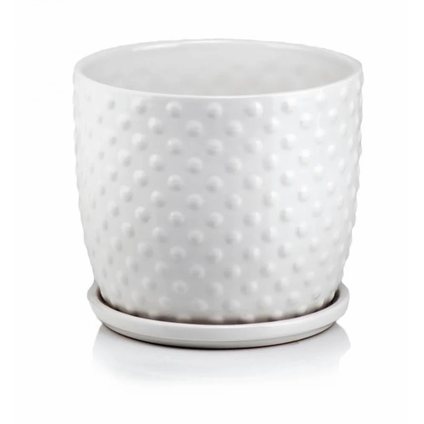 Doniczka biała z podstawką duża ceramiczna 25 cm