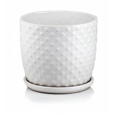 Doniczka biała z podstawką duża ceramiczna 25 cm