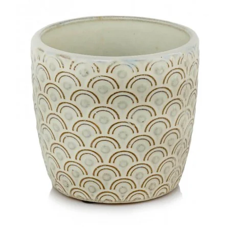 Osłonka kremowa mała ceramiczna z wzorem 13 cm