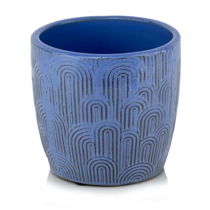 Osłonka fioletowa mała ceramiczna rustykalna 13 cm