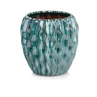 Osłonka turkusowa vintage ceramiczna rustykalna 19 cm
