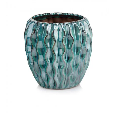 Osłonka turkusowa vintage ceramiczna rustykalna 19 cm