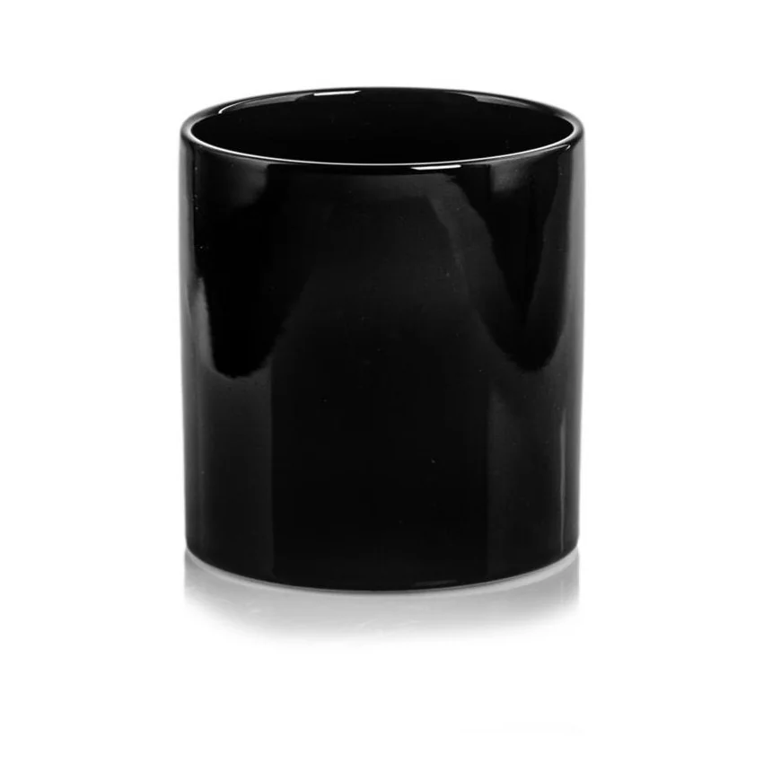 Osłonka czarna połysk ceramiczna walec 13 cm