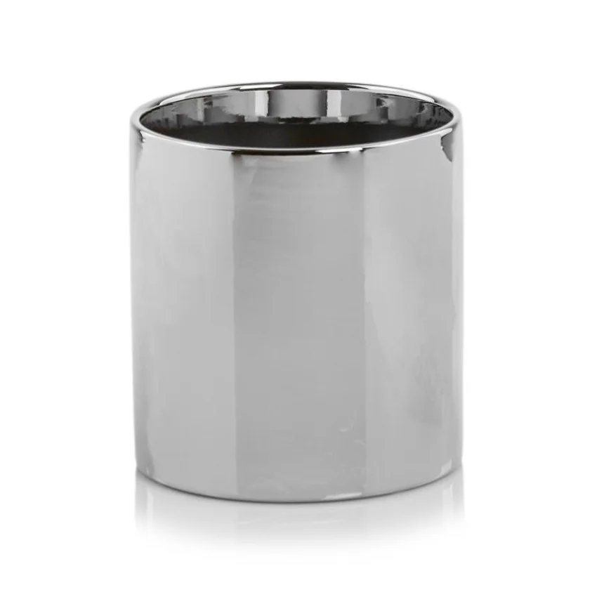 Osłonka mała srebrna na kaktusa ceramiczna 7,5 cm