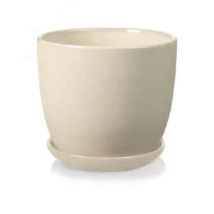 Doniczka kremowa z podstawką ceramiczna donica 15 cm