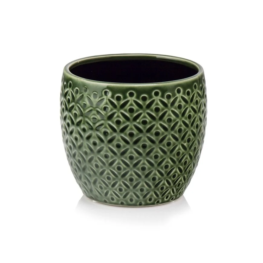 Osłonka zielona doniczka kula 14 cm