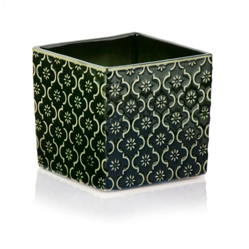 Osłonka zielona kwadratowa z wzorem 14x14 cm