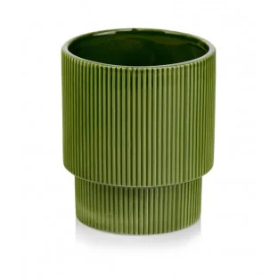Osłonka zielona karbowana ceramiczna doniczka 16 cm