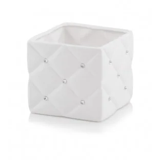 Osłonka cyrkonie biała kwadratowa glamour 14x14 SKAZY