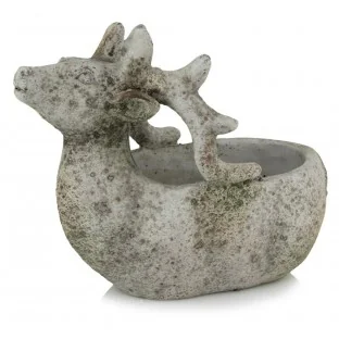 Misa z reniferem ceramiczna szara vintage 16x15 cm