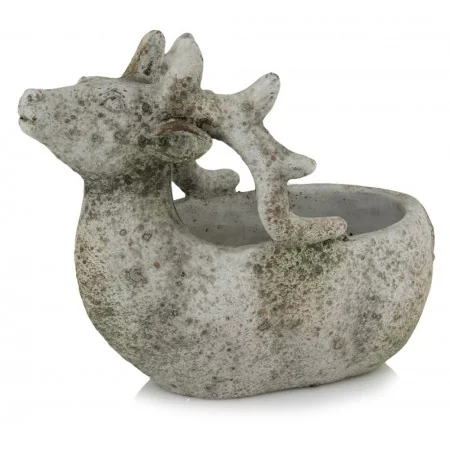 Misa z reniferem ceramiczna szara vintage 16x15 cm