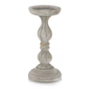 Świecznik ceramiczny patynowany szary złoty 29 cm