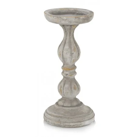 Świecznik ceramiczny patynowany szary złoty 29 cm